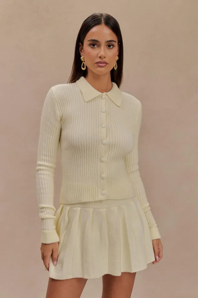 Tops Women Meshki Erin Long Sleeve Button Cardigan 8211 Ivory Marle