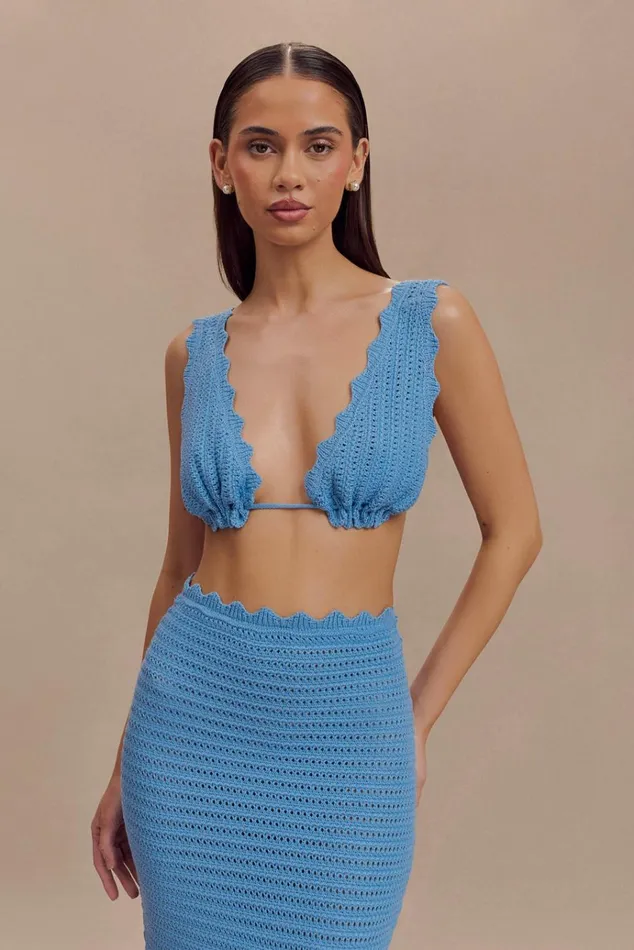 Tops Women Meshki Jadia Crochet Bralette 8211 Cornflower Blue