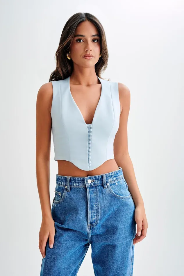 Tops Women Meshki Keely Cotton Sleeveless Top 8211 Sky Blue