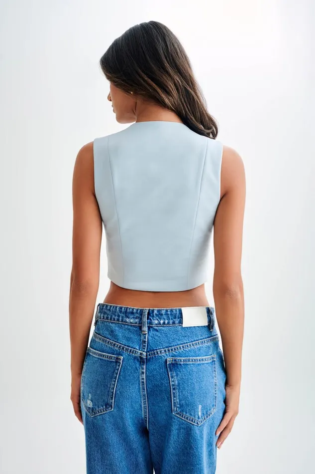 Tops Women Meshki Keely Cotton Sleeveless Top 8211 Sky Blue