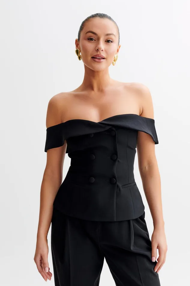 Tops Women Meshki Krista Strapless Suiting Top 8211 Black