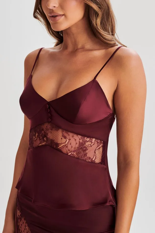 Tops Women Meshki Luella Satin Lace Cami Top 8211 Plum