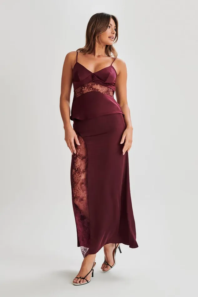 Tops Women Meshki Luella Satin Lace Cami Top 8211 Plum