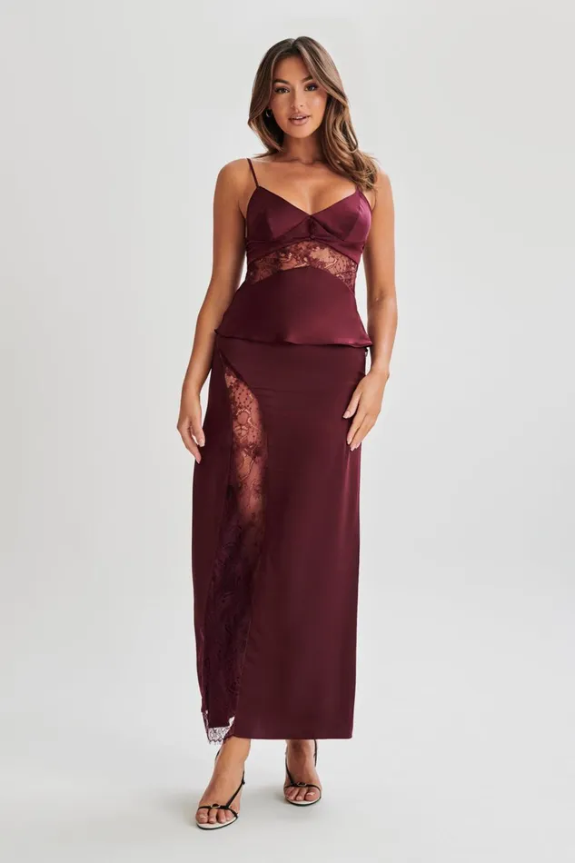 Tops Women Meshki Luella Satin Lace Cami Top 8211 Plum