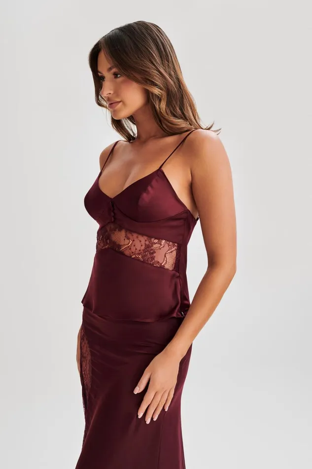 Tops Women Meshki Luella Satin Lace Cami Top 8211 Plum