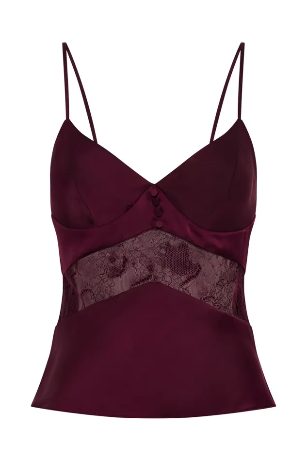Tops Women Meshki Luella Satin Lace Cami Top 8211 Plum