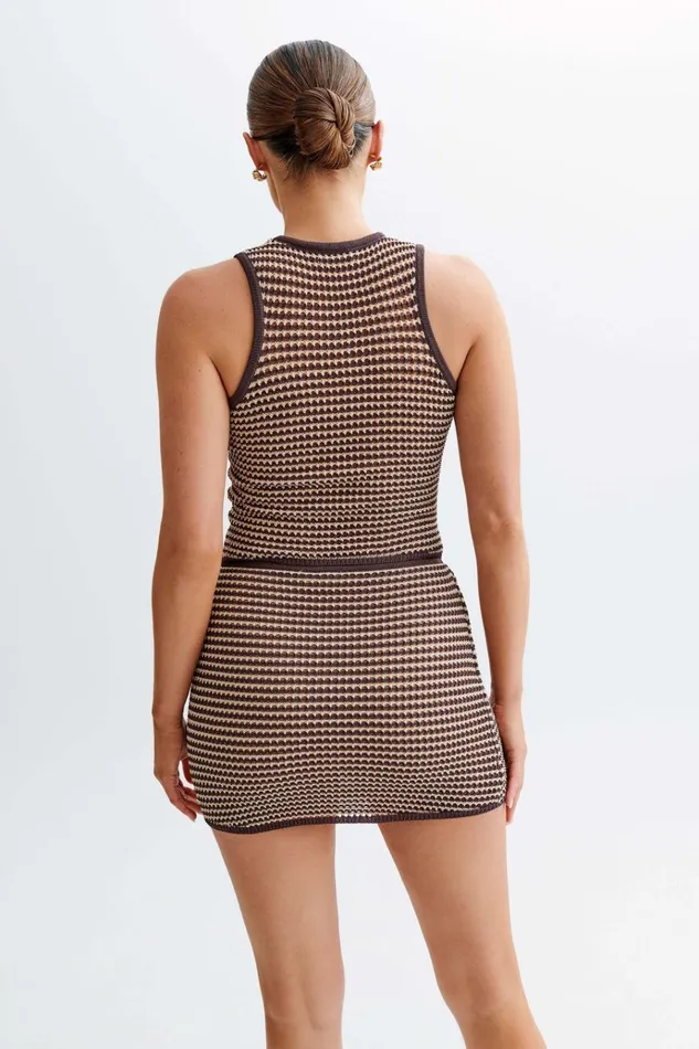 Tops Women Meshki Omarosa Stripe Knit Tank Top 8211 ChocolateNude