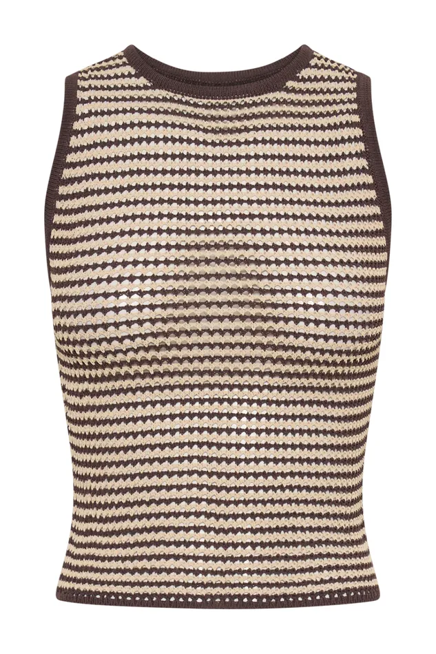 Tops Women Meshki Omarosa Stripe Knit Tank Top 8211 ChocolateNude