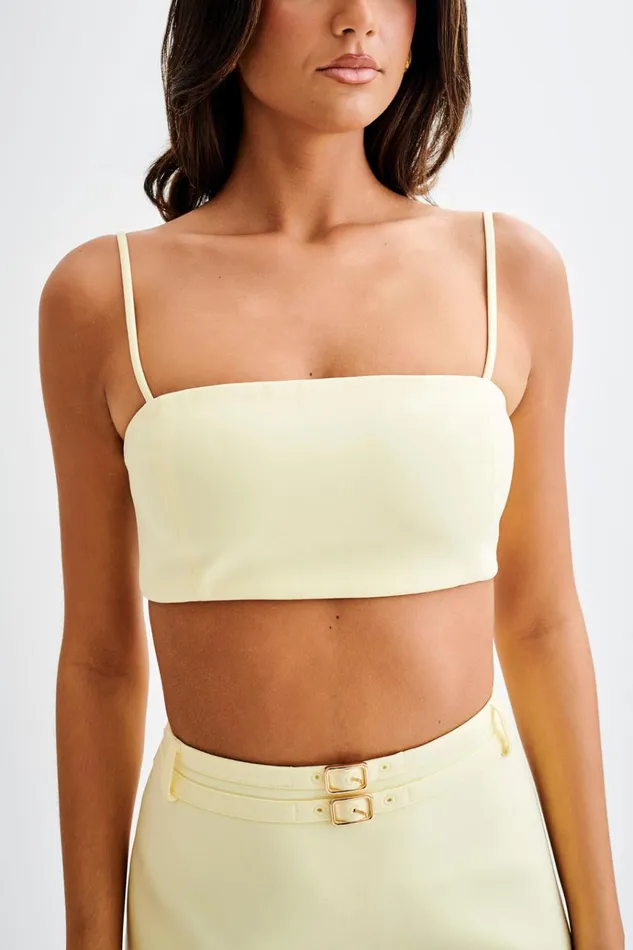 Tops Women Meshki Perry Suiting Crop Top 8211 Pastel Lemon