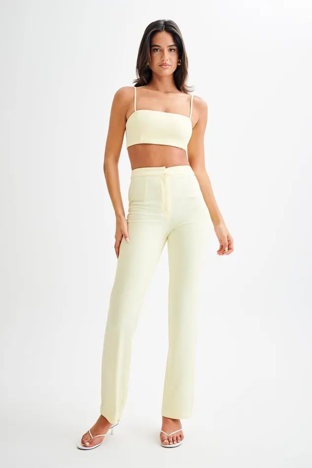 Tops Women Meshki Perry Suiting Crop Top 8211 Pastel Lemon