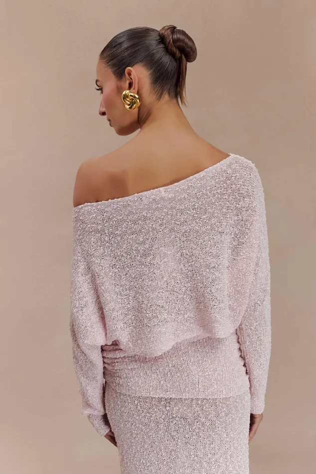 Tops Women Meshki Petra Long Sleeve Knit Crop Top 8211 Misty Rose