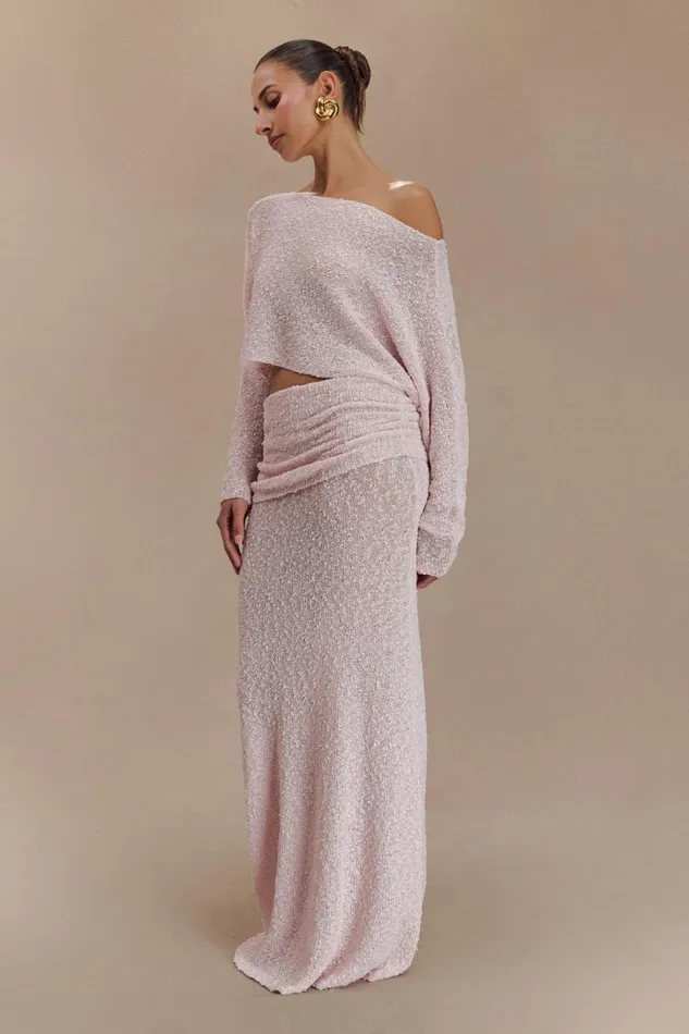 Tops Women Meshki Petra Long Sleeve Knit Crop Top 8211 Misty Rose