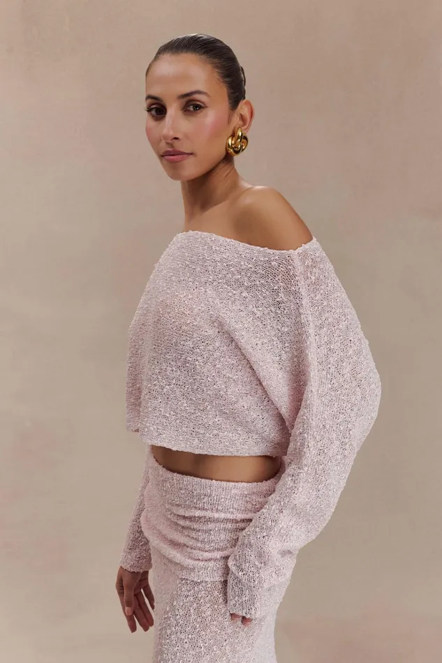 Tops Women Meshki Petra Long Sleeve Knit Crop Top 8211 Misty Rose