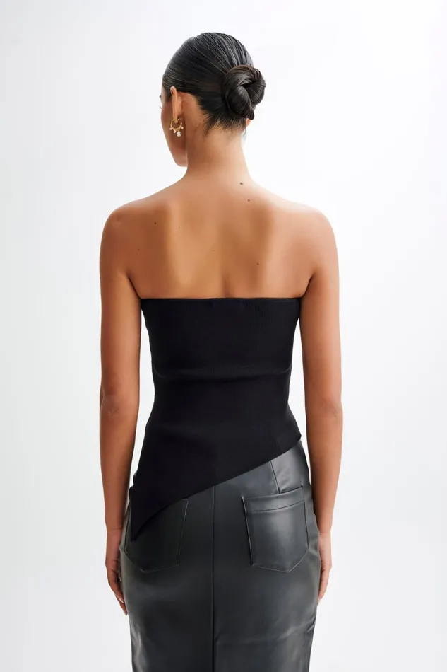 Tops Women Meshki Sidney Asymmetrical Strapless Knit Top 8211 Black