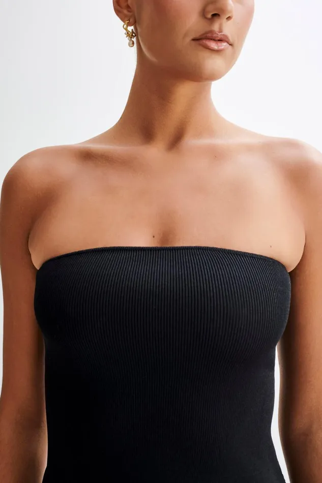 Tops Women Meshki Sidney Asymmetrical Strapless Knit Top 8211 Black