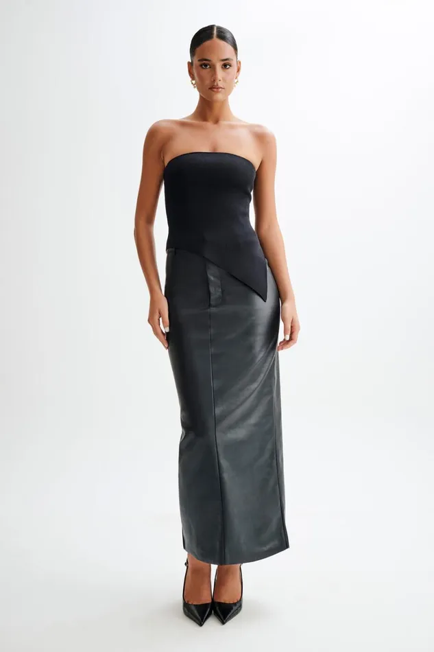 Tops Women Meshki Sidney Asymmetrical Strapless Knit Top 8211 Black