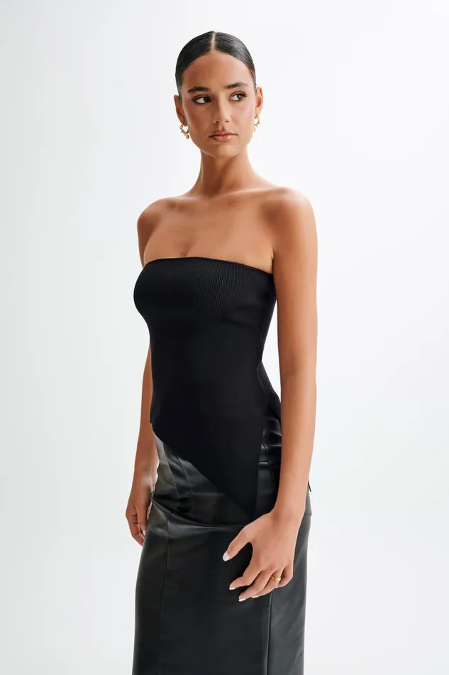Tops Women Meshki Sidney Asymmetrical Strapless Knit Top 8211 Black