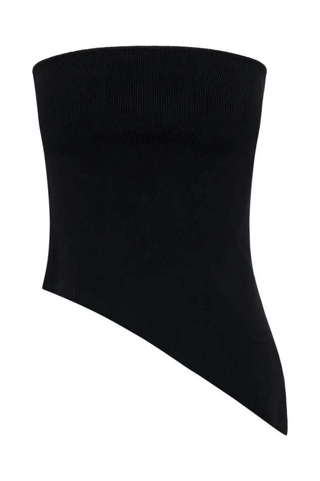 Tops Women Meshki Sidney Asymmetrical Strapless Knit Top 8211 Black