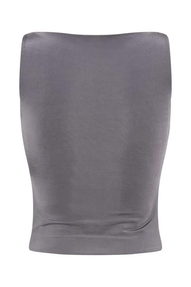 Tops Women Meshki Tiarna Slinky Ruched Top 8211 Dark Charcoal