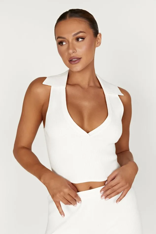 Tops Women Meshki Viola Collared Knit Tank Top 8211 White