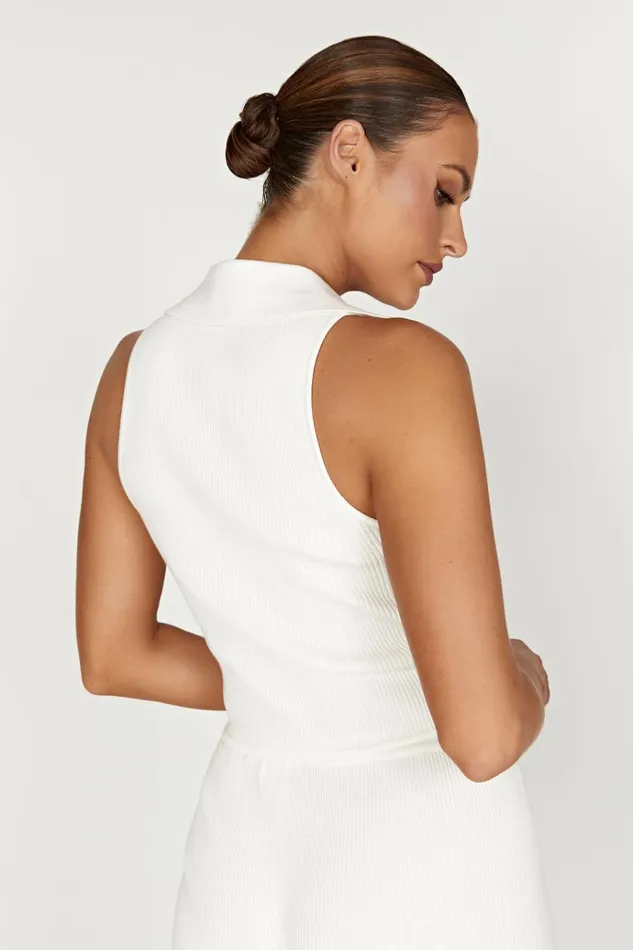 Tops Women Meshki Viola Collared Knit Tank Top 8211 White