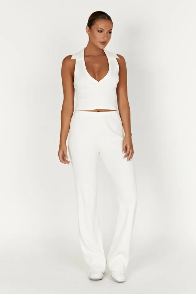 Tops Women Meshki Viola Collared Knit Tank Top 8211 White