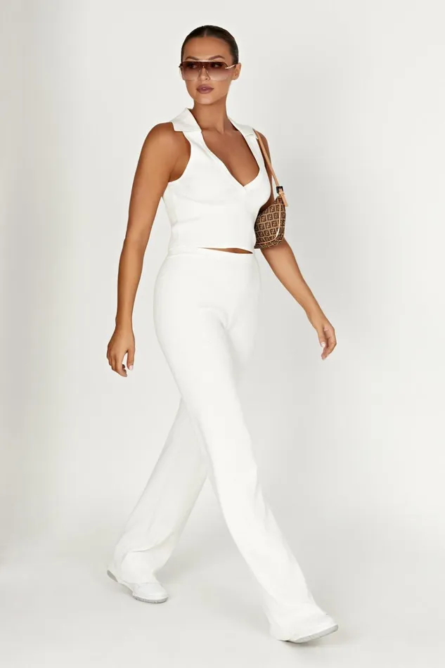 Tops Women Meshki Viola Collared Knit Tank Top 8211 White