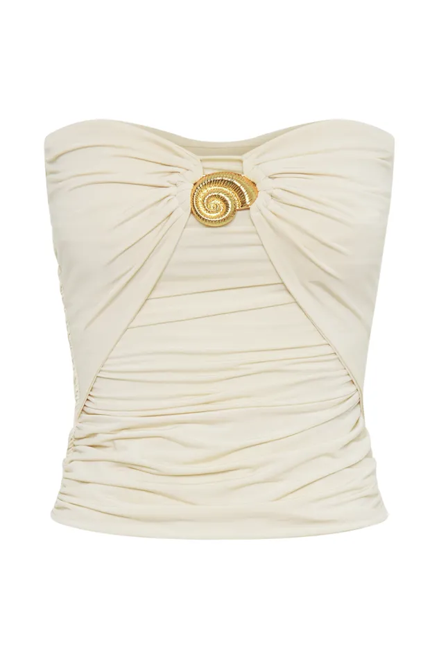 Tops Women Meshki Winslet Strapless Slinky Longline Top With Shell Hardware 8211 Ivory