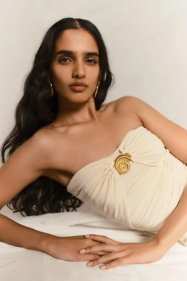 Tops Women Meshki Winslet Strapless Slinky Longline Top With Shell Hardware 8211 Ivory