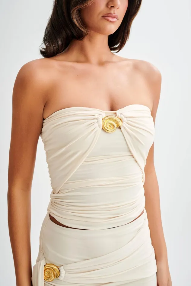 Tops Women Meshki Winslet Strapless Slinky Longline Top With Shell Hardware 8211 Ivory