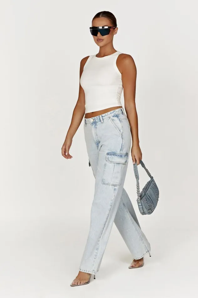 Tops Women Meshki Zanna Ribbed Tank Top 8211 White