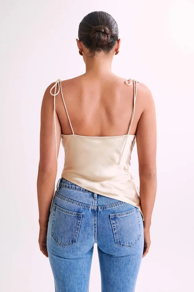 Tops Women Meshki Zavani Asymmetrical Satin Camisole 8211 Gold