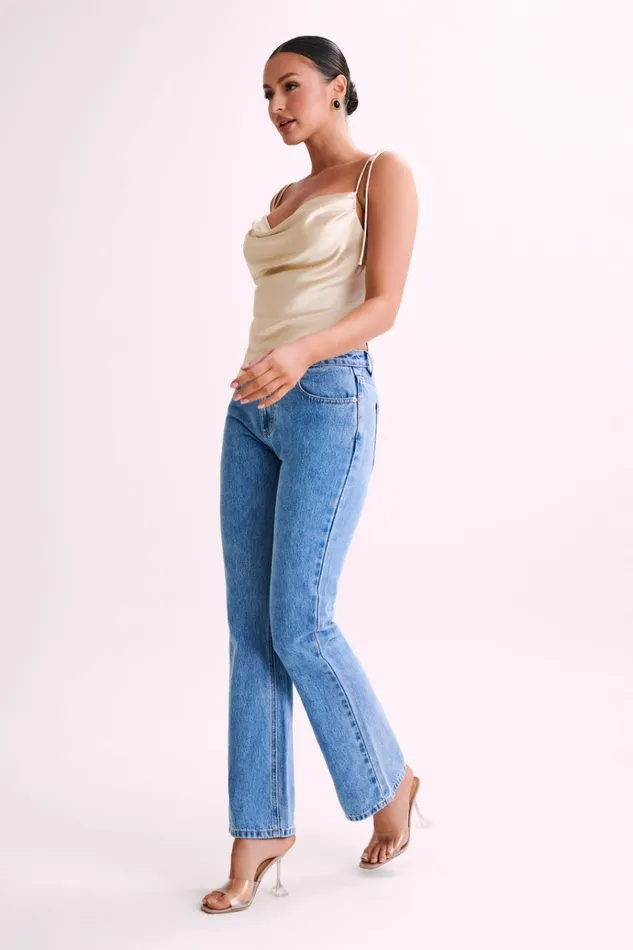 Tops Women Meshki Zavani Asymmetrical Satin Camisole 8211 Gold