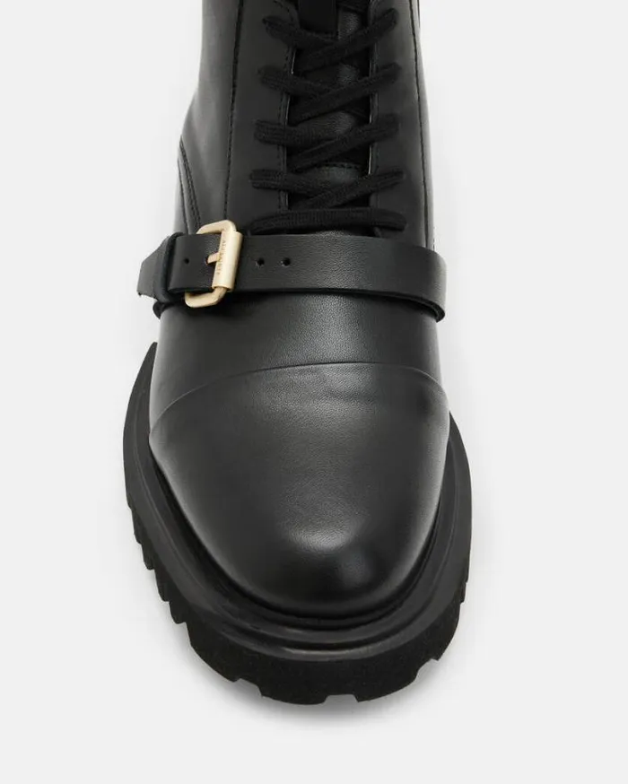 Tori Leather Boots Blackwarm Brass Women AllSaints Shoes and Boots