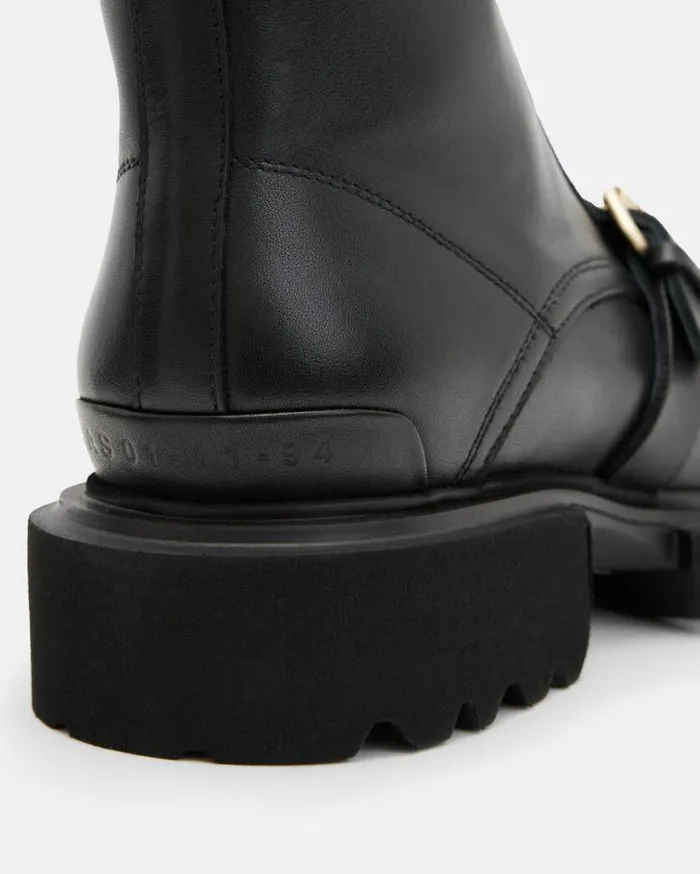 Tori Leather Boots Blackwarm Brass Women AllSaints Shoes and Boots
