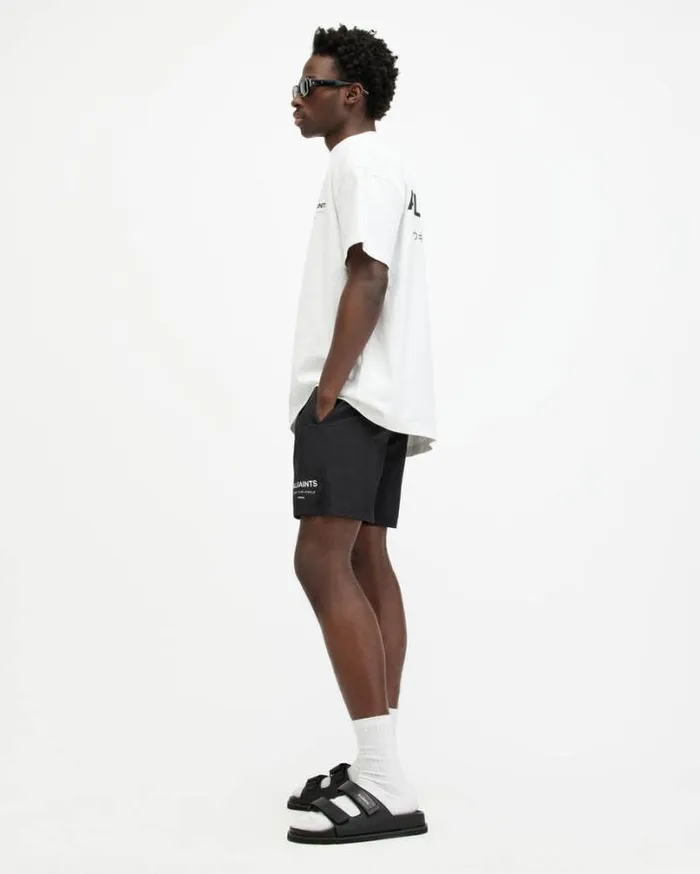 Underground Elastic Waist Logo Swimshorts Jet Black Men AllSaints Swimwear and Beachwear Underground Elastic Waist Logo Swimshorts Jet Black Men AllSaints Swimwear and Beachwear