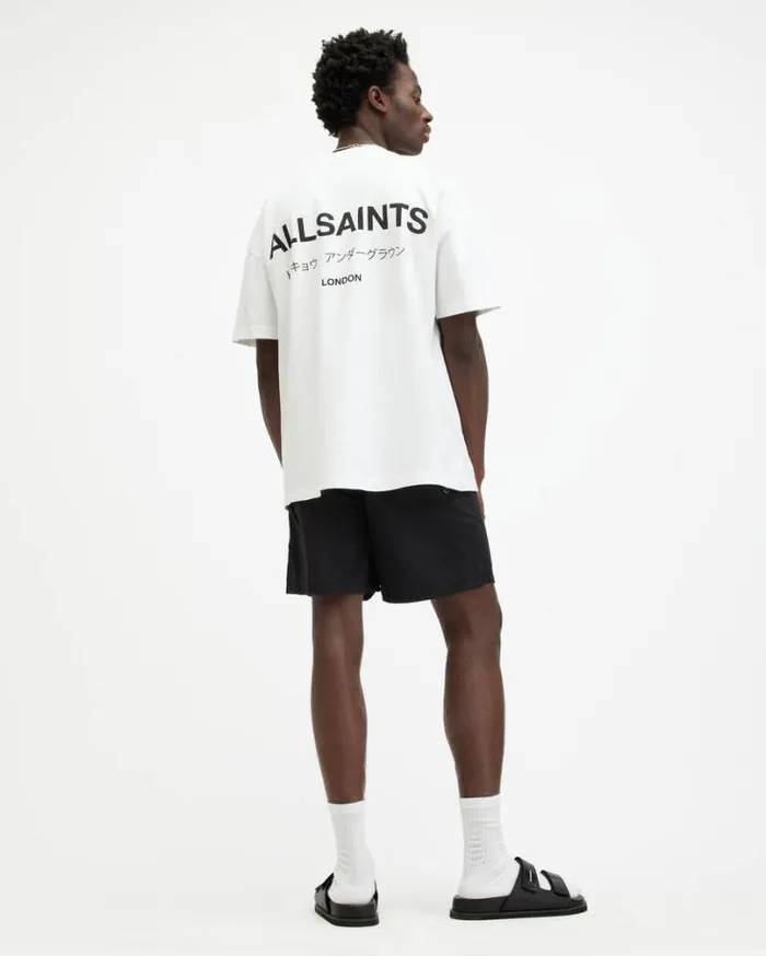 Underground Elastic Waist Logo Swimshorts Jet Black Men AllSaints Swimwear and Beachwear Underground Elastic Waist Logo Swimshorts Jet Black Men AllSaints Swimwear and Beachwear