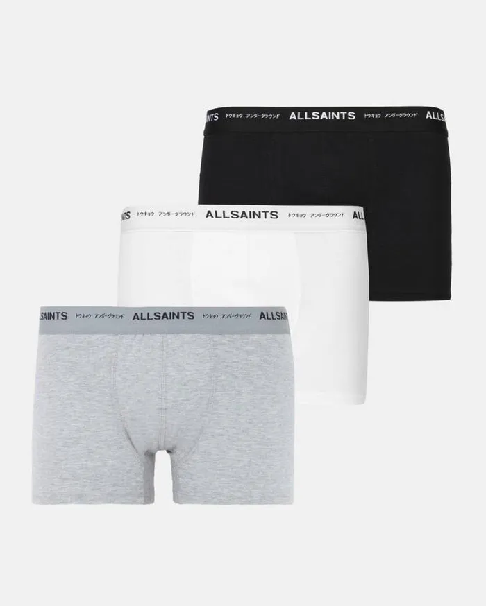 Underground Logo Boxers 3 Pack Blackgry Mrlwht Men AllSaints Accessories