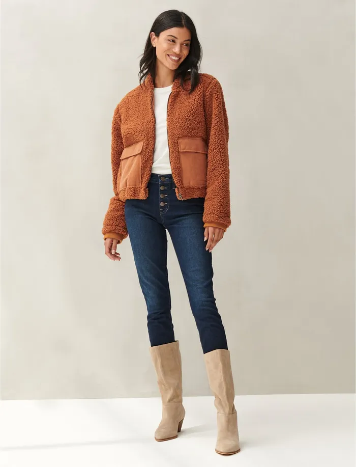 Utility Teddy Coat Glazed Ginger Women Jackets and Outerwear Lucky Brand