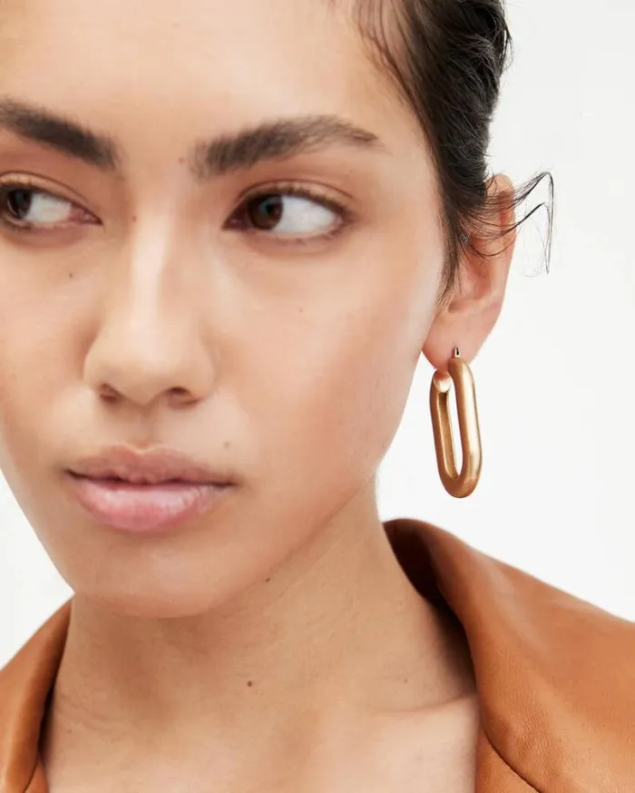 Venus Oval Hoop Earrings Warm Brass Women AllSaints Jewelry