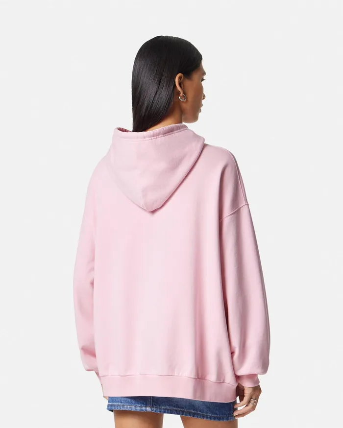 Versace 90s Vintage Logo Barocco Hoodie Light Pink Women TShirts and Sweatshirts