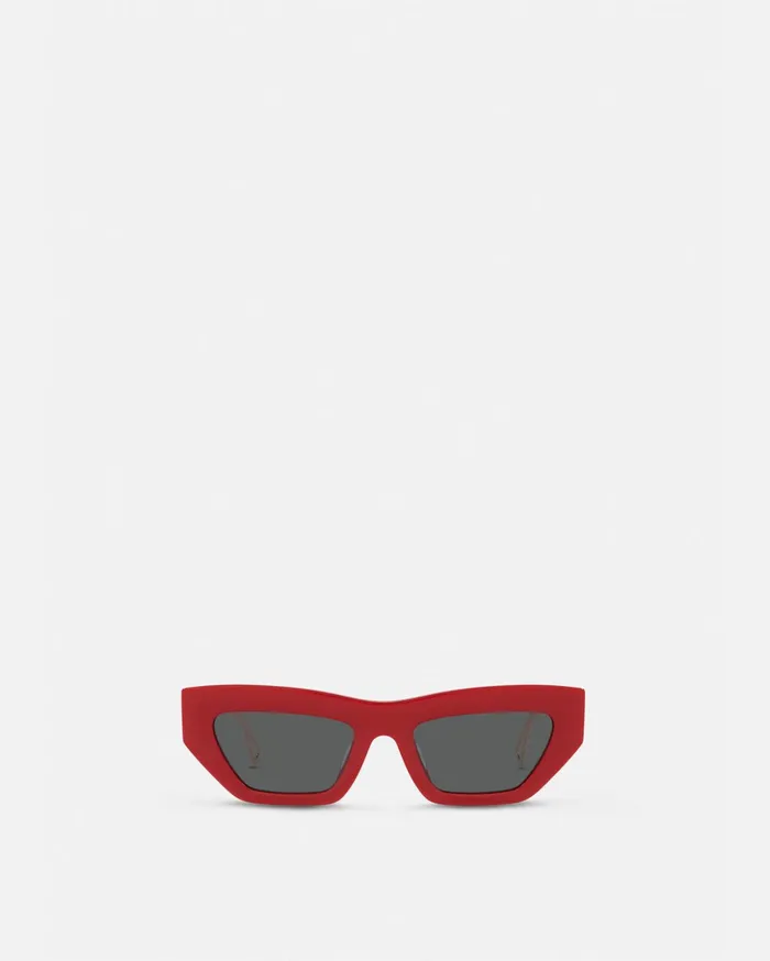 Versace 90s Vintage Logo CatEye Sunglasses Red Women Sunglasses