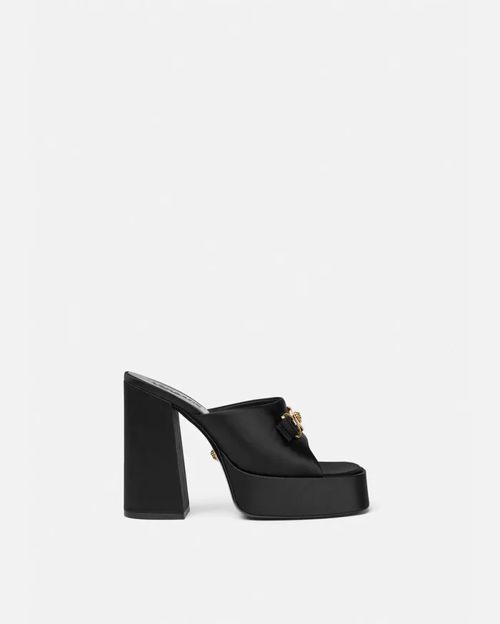 Versace Aevitas Satin Platform Mules Black Women Aevitas
