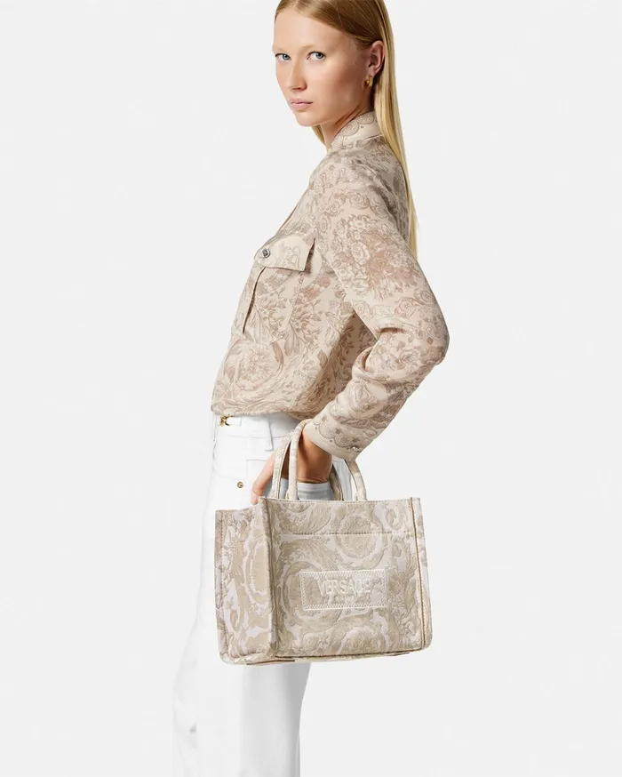 Versace Barocco Athena Small Tote Bag Beigeprint Women Athena