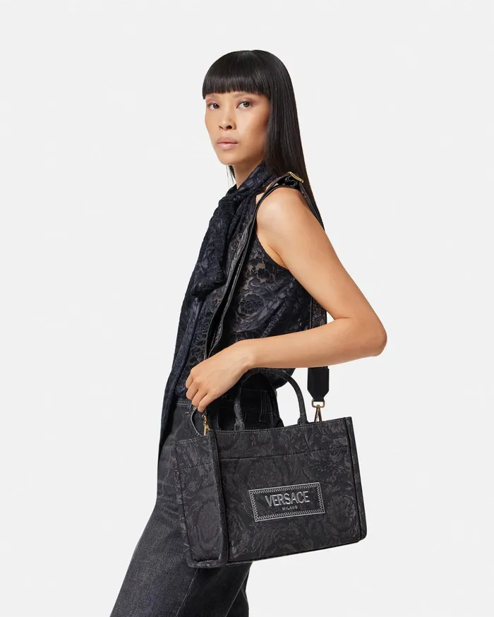 Versace Barocco Athena Small Tote Bag Blackprint Women Athena