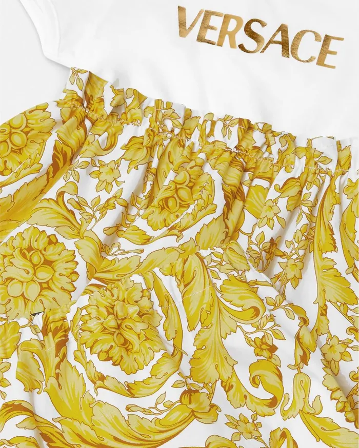 Versace Barocco Baby Dress Set Whiteprint Children Clothing