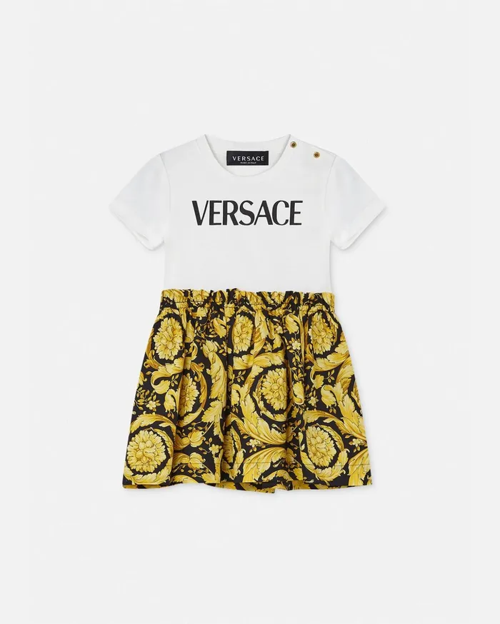 Versace Barocco Baby TShirt Dress Whiteprint Children Clothing