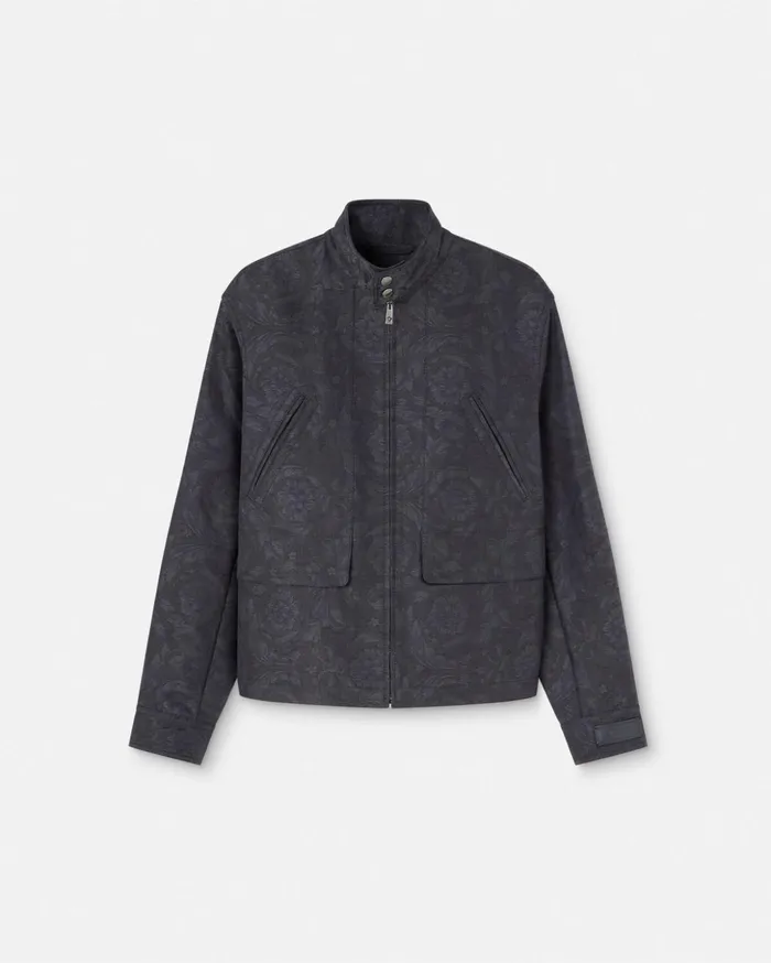 Versace Barocco Jacquard Blouson Jacket Gray Men Jackets and Coats
