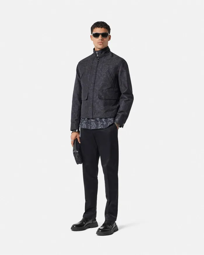 Versace Barocco Jacquard Blouson Jacket Gray Men Jackets and Coats