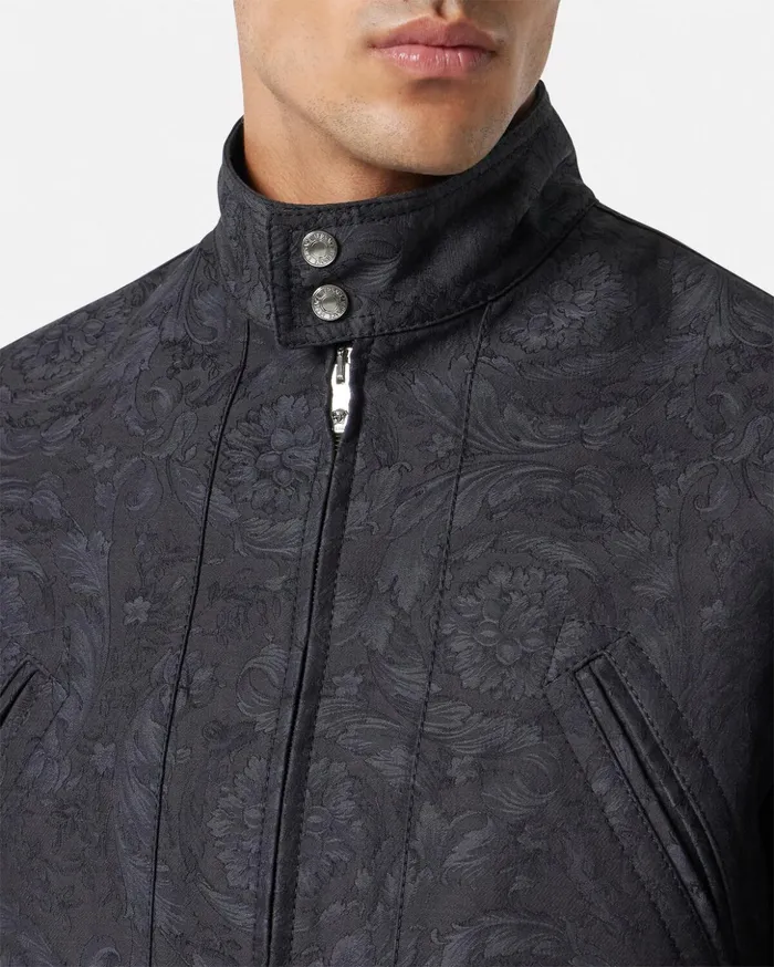 Versace Barocco Jacquard Blouson Jacket Gray Men Jackets and Coats